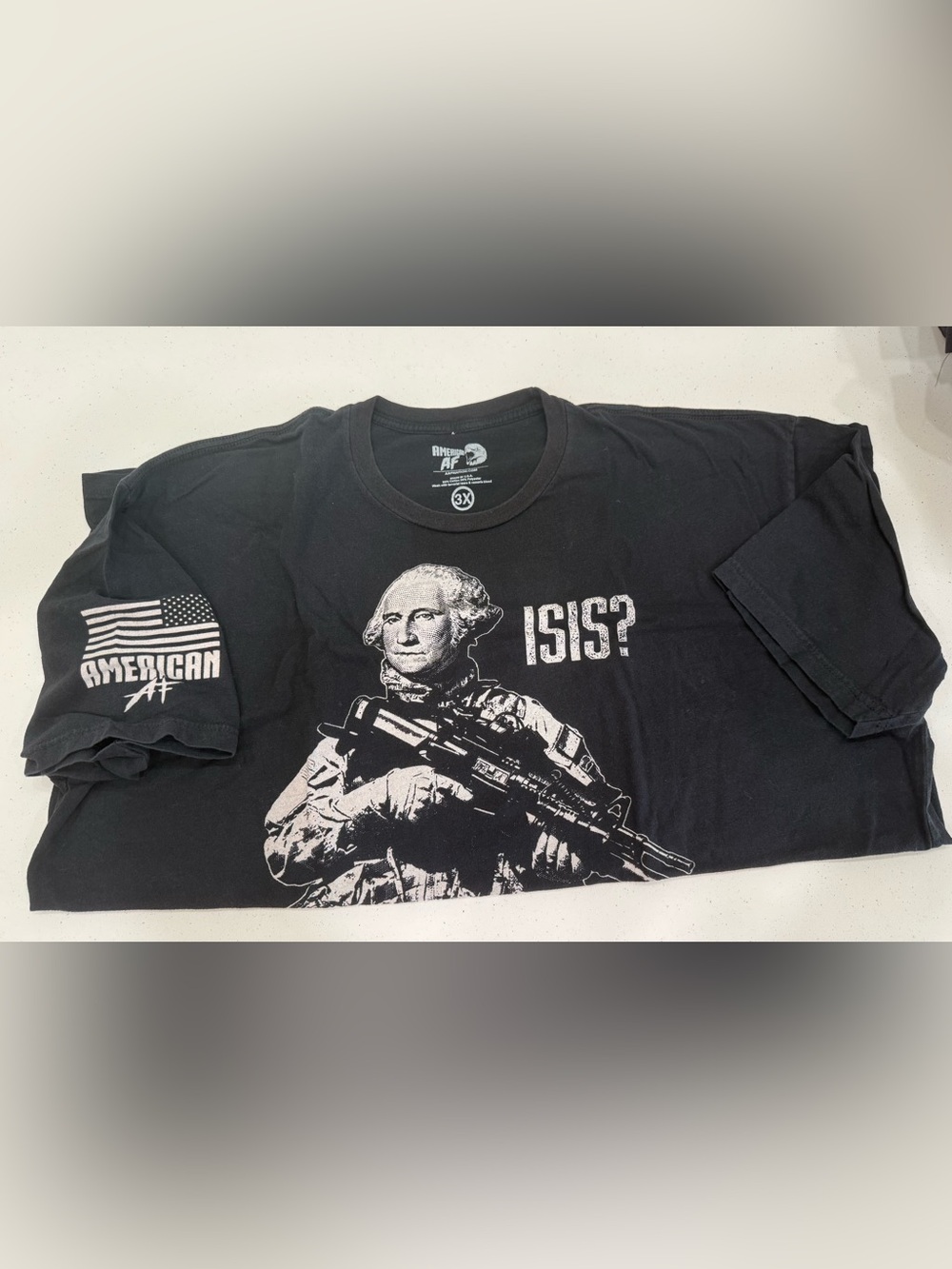 Black Graphic Short-Sleeve Tee with Military Print